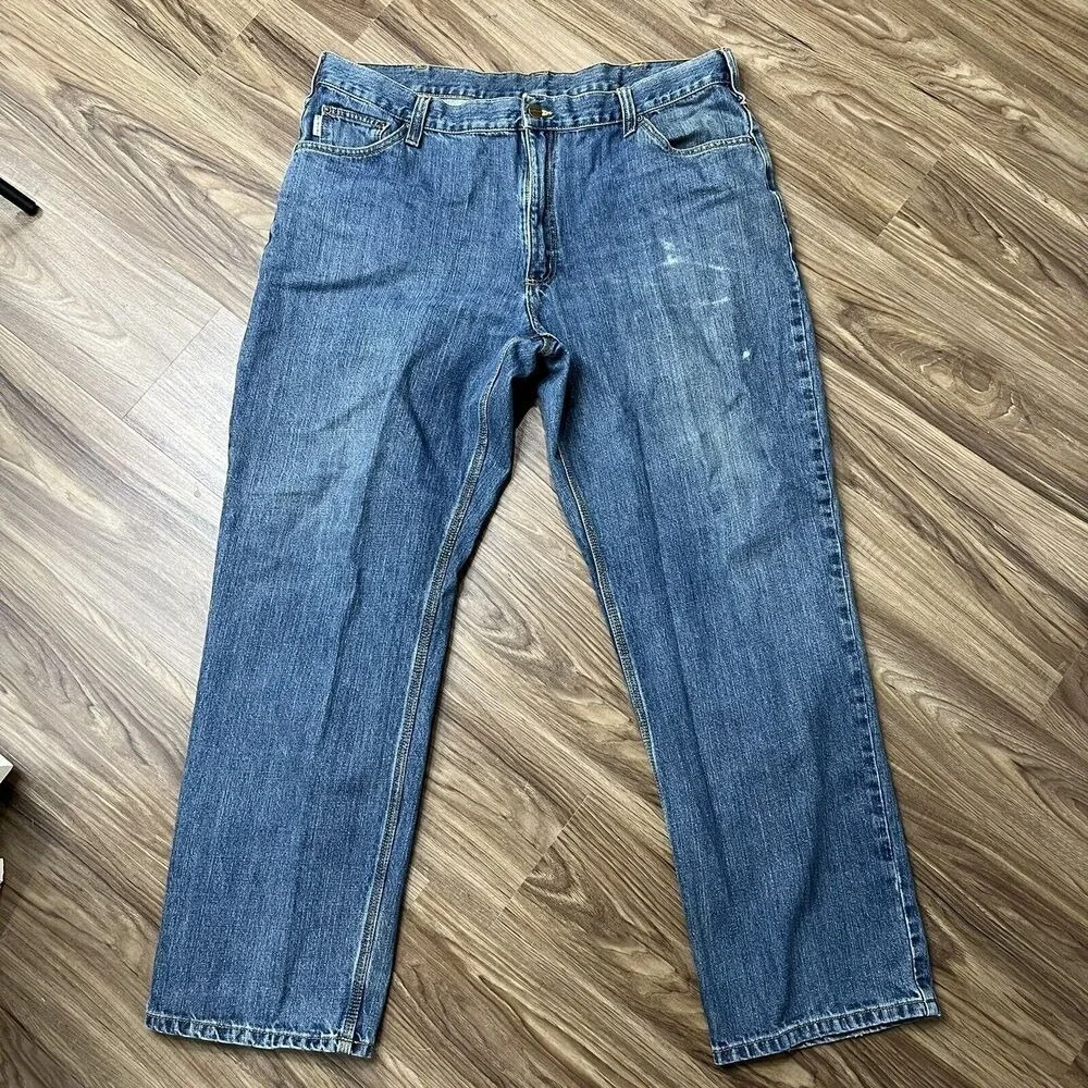 Carhartt Size 42 X 34 Jeans Tipton Relaxed Fit‎ Blue Straight Leg Workwear Mens
